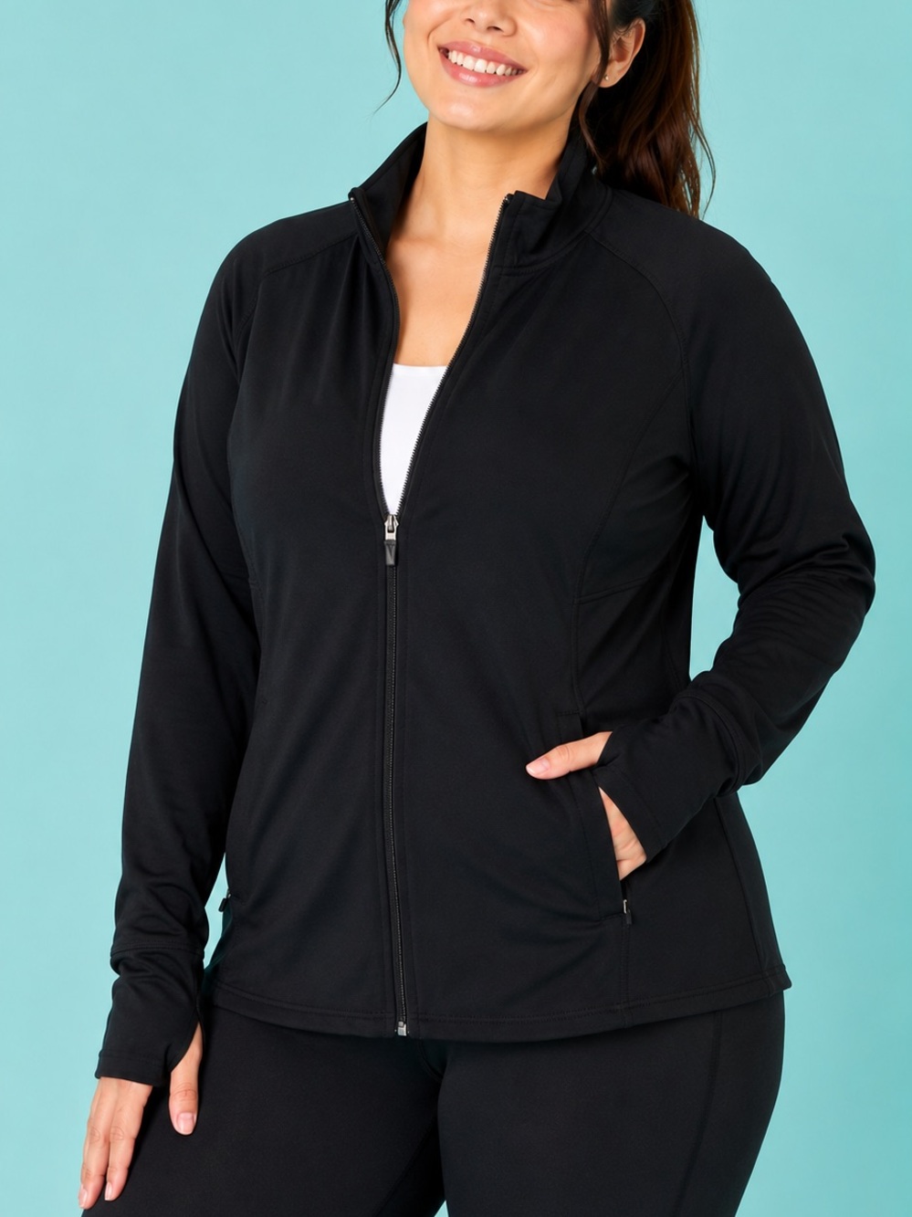 Old Navy Active Go-Dry Black Full Zip Athletic Jacket Large